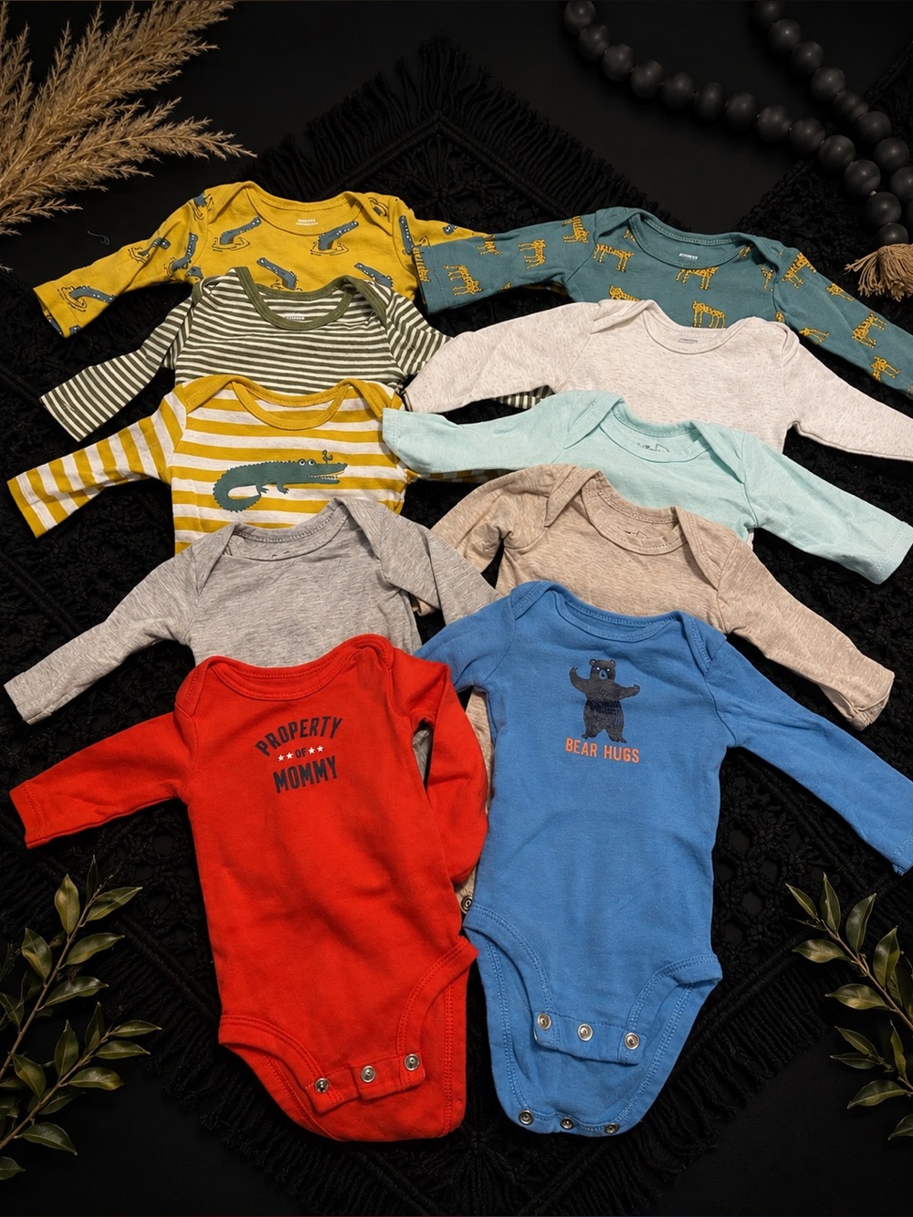Assorted Colorful Baby Bodysuits Set